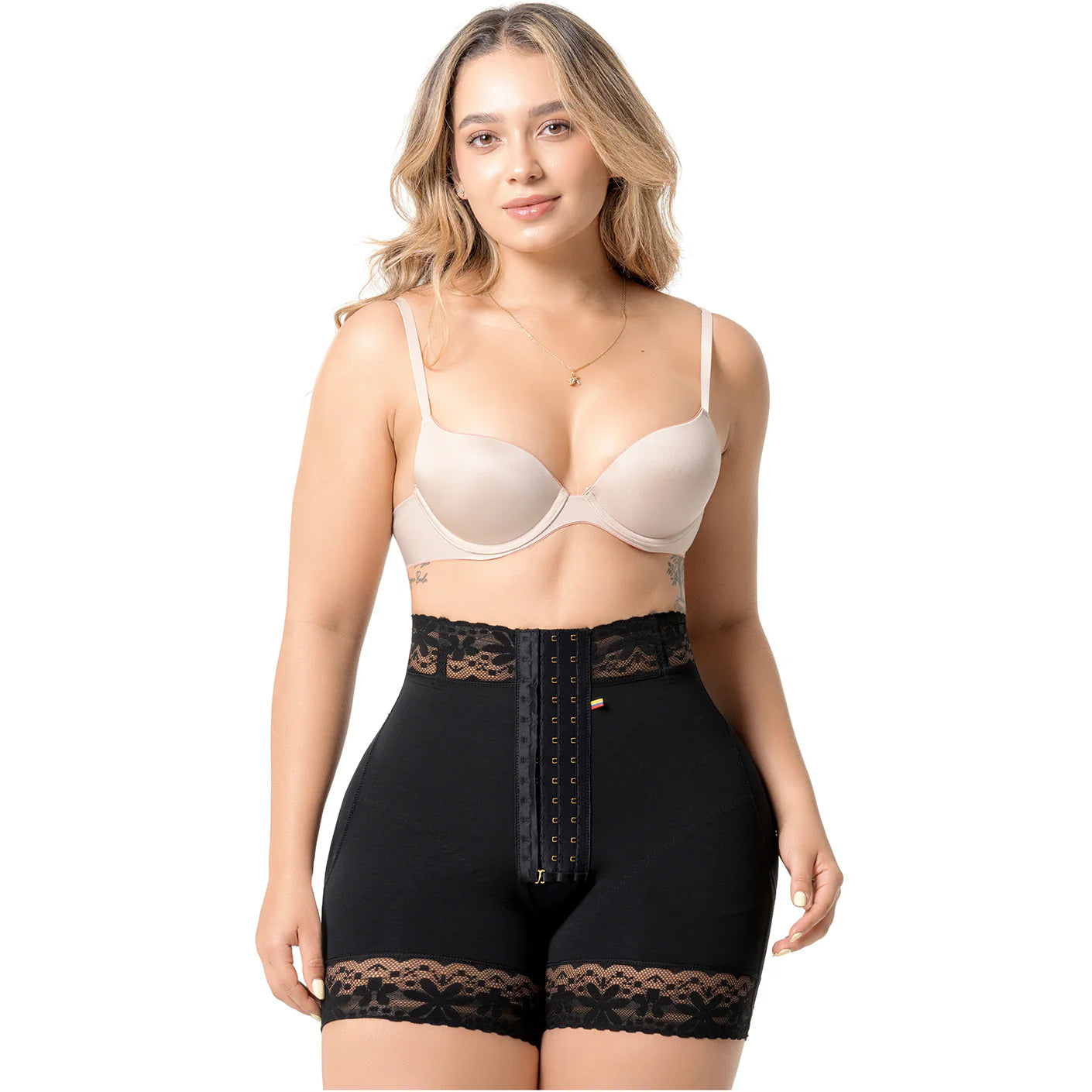 High-Waisted Shaper Shorts with Front Hooks