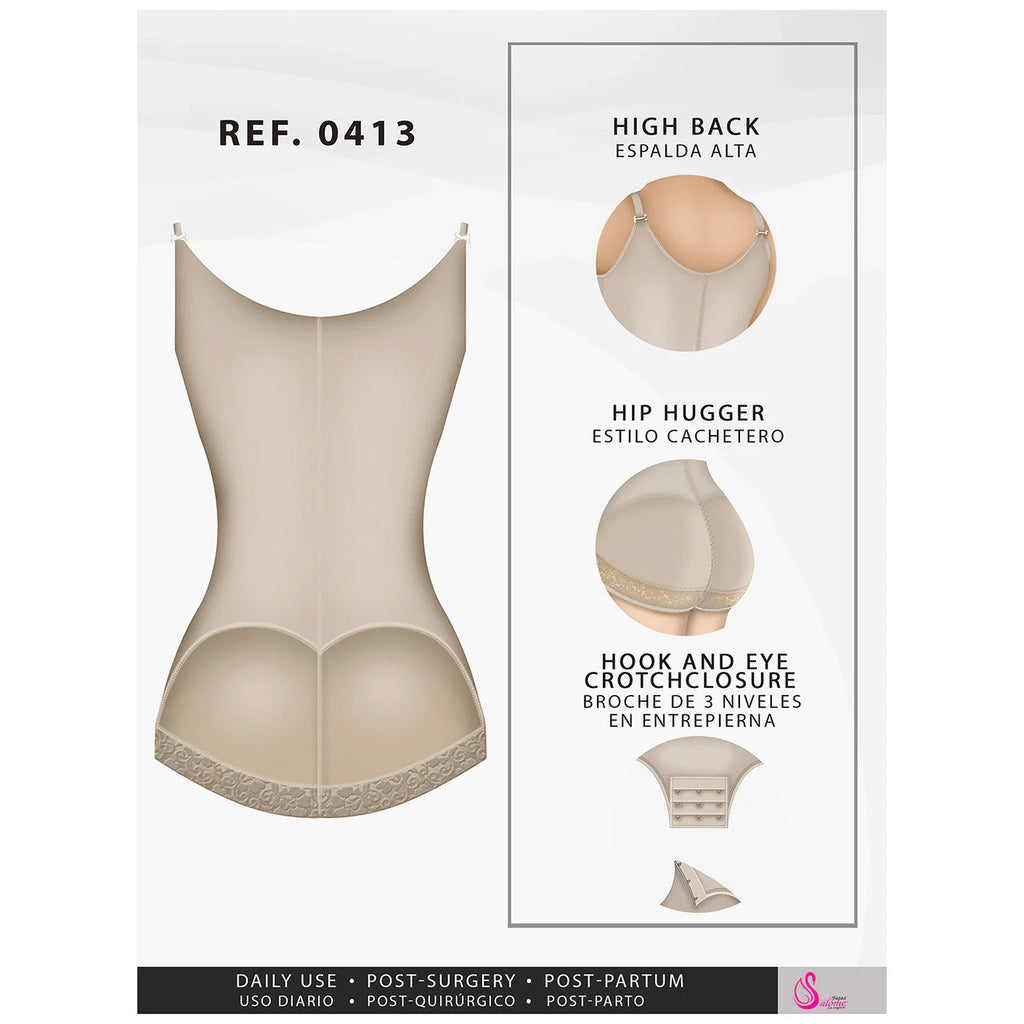 Butt Lifter Tummy Control Shapewear for Women | Open Bust Hiphugger Bodysuit | Powernet