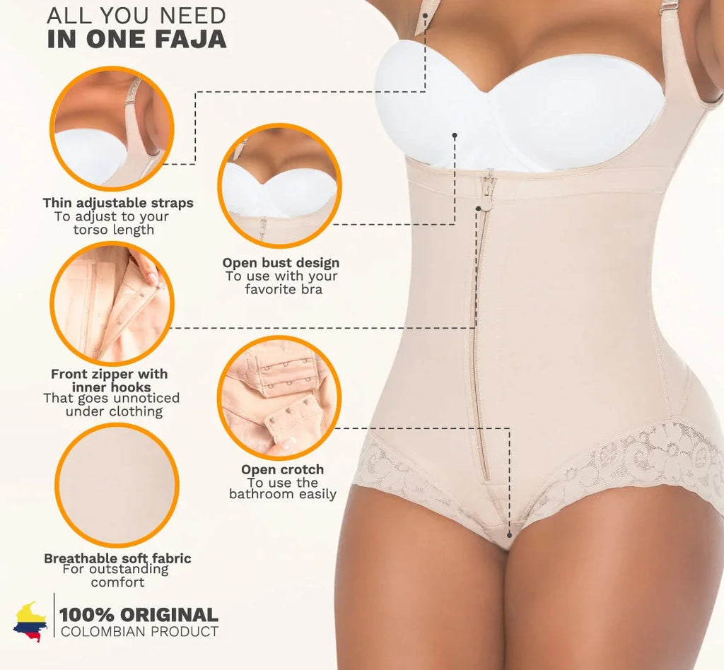 Butt Lifter Tummy Control Shapewear for Women | Open Bust Hiphugger Bodysuit | Powernet