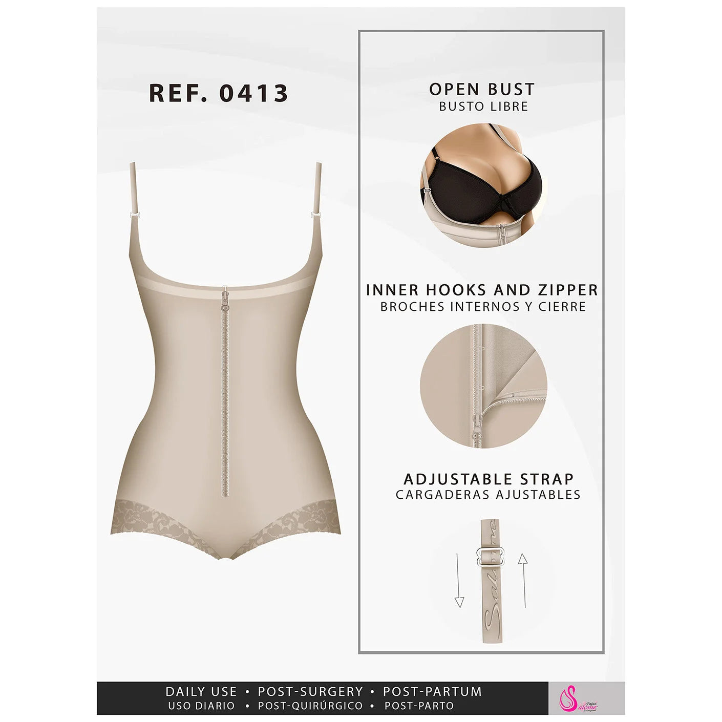 Butt Lifter Tummy Control Shapewear for Women | Open Bust Hiphugger Bodysuit | Powernet